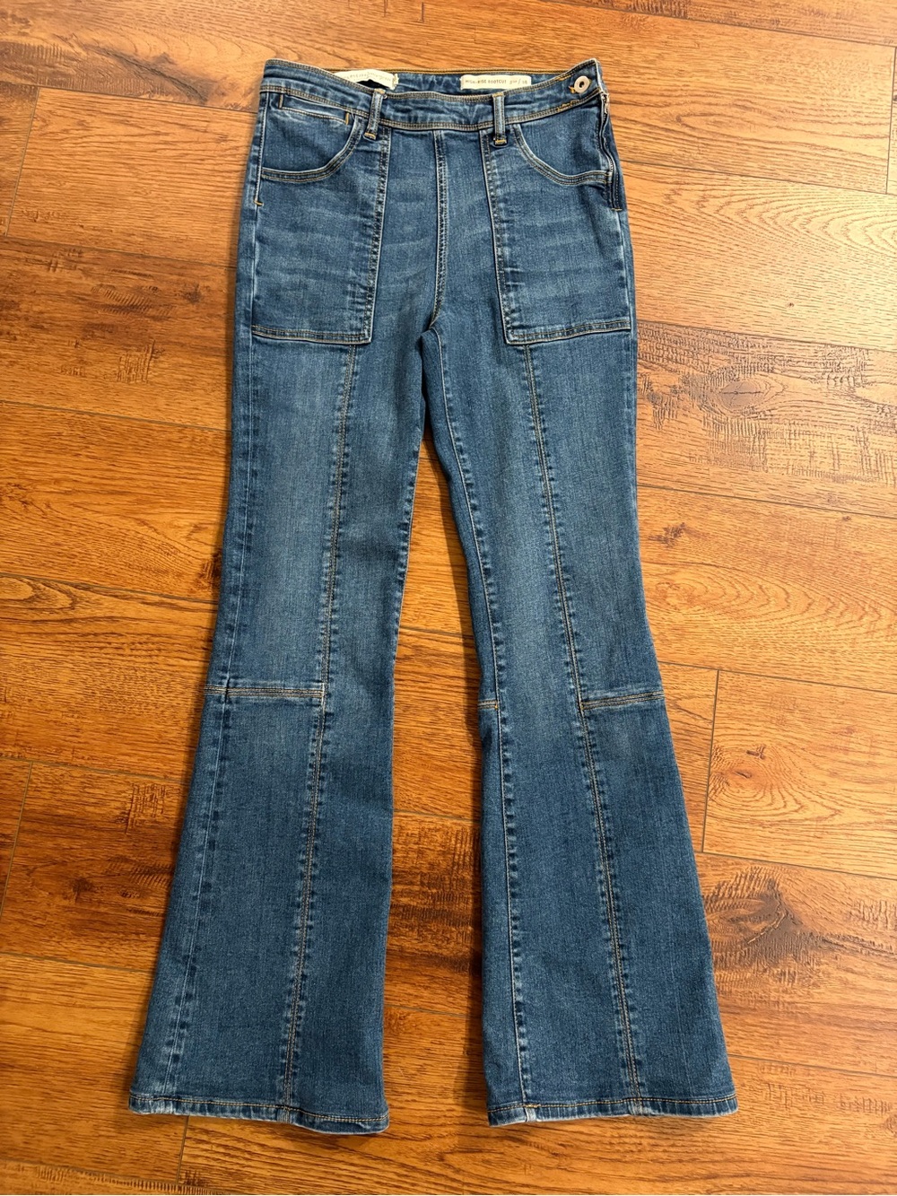 Pilcro Anthropologie High Rise Bootcut Utility Jeans Size 28 Dark Wash